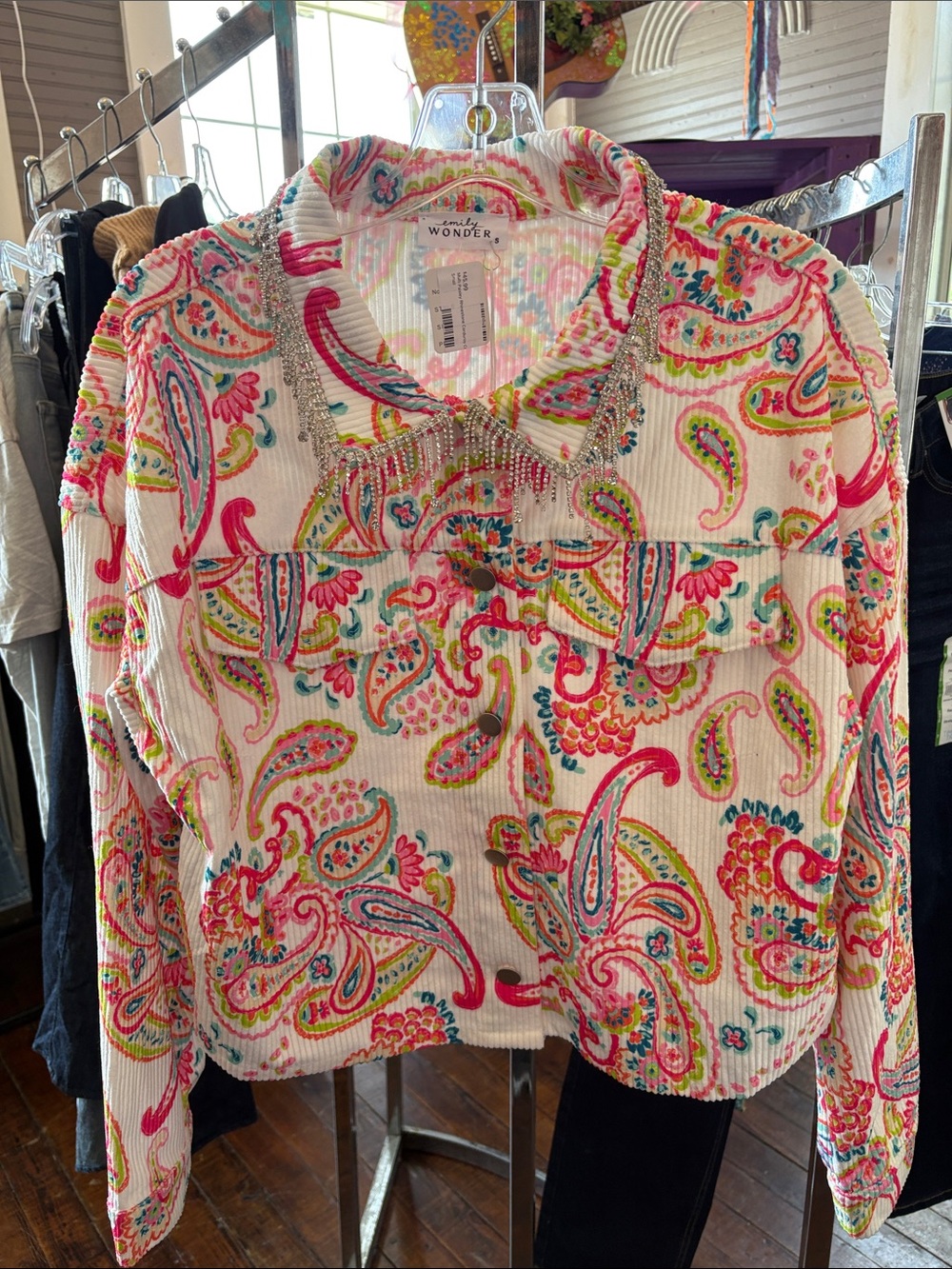 Emily Wonder Embellished Paisley Jacket - Pink & Multicolor
